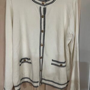 Cream Cardigan with Black Trim